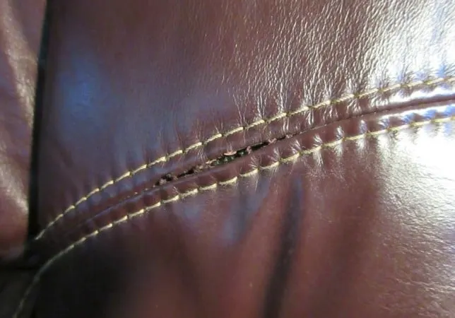 broken leather seam