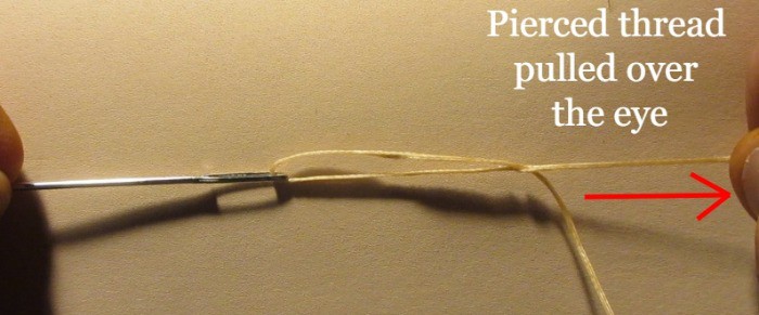 how to thread a needle for leather stitching 