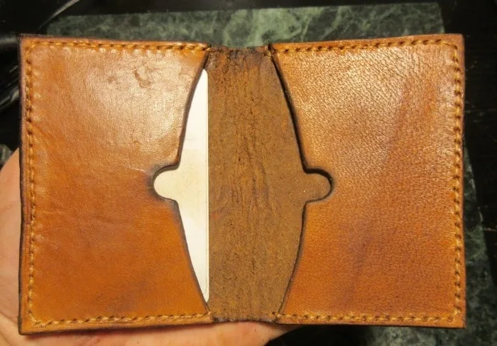 Leather carved rose wallet inside