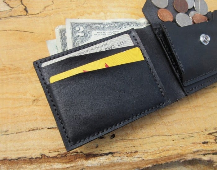 Black leather coin pouch template