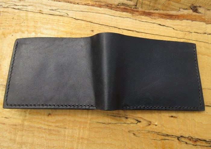 Back of bifold wallet black leather