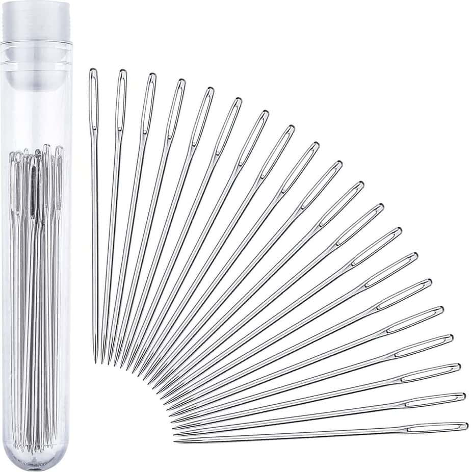 Large-Eye Stitching Needles for Leather Projects with Clear Bottle, 20 Pieces (5.2cm)