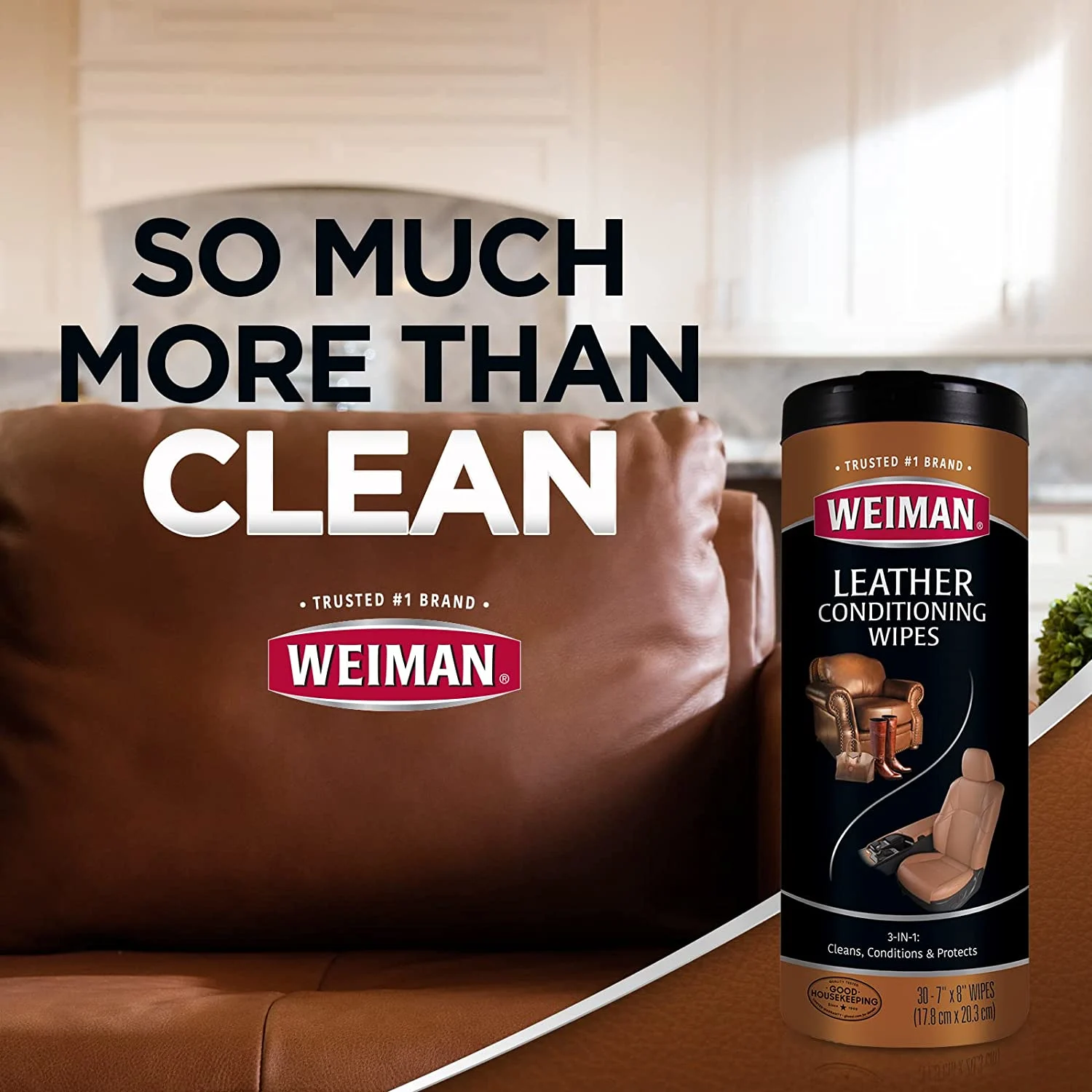 Weiman Leather Cleaner & Conditioner Wipes With UV Protection