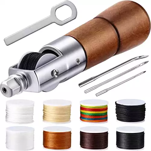 Craft Sha Leathercraft Hand Sewing Tool Set Leather Stitching Kit, with  Awl, Groover, Overstitch Wheel, Thread, & Needle, for Leatherworking