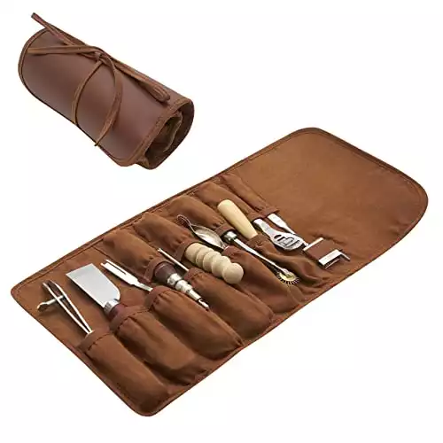 SIMPZIA Leather Craft Tool 25 Pcs Leather Sewing Tools Kit Leather Diy Hand Stitching  Tools With Groover Awl Edge Creaser For Se - Leather Craft Tool 25 Pcs Leather  Sewing Tools Kit